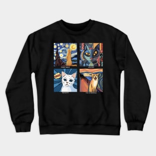 Artistic Cats: Aesthetic Bliss for Art History and Cat Lovers (white text) Crewneck Sweatshirt